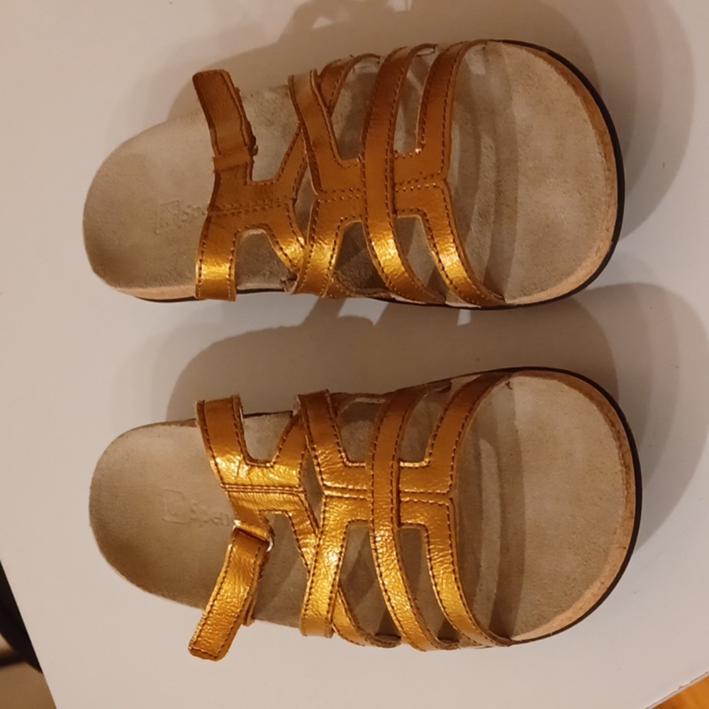 Spenco gold gladiator slide sandals